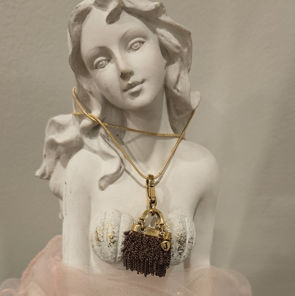 VINTAGE JUICY COUTURE DARK PINK BAG CHARM AND NECKLACE INCLUDED - Picture 3 of 5